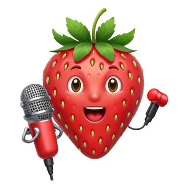 Strawberry with microphone singing loudly sticker