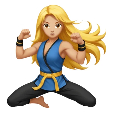 sexy girl with long yellow hair, kung fu sticker