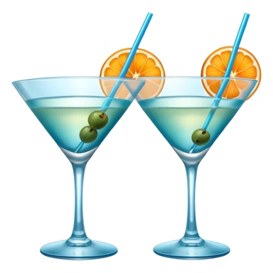 Create an two emoji of martini cocktail, cheers with blue lagoon cocktail sticker