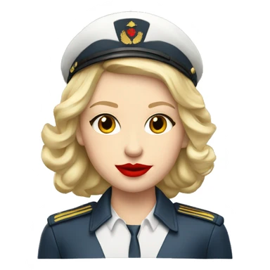 Blonde Russian pilot girl with red lips with airplane pilot headset   sticker