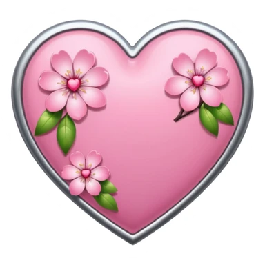 heart with sakura flowers and silver accents sticker