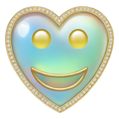 opal gemstone smiley heart gold outline sticker