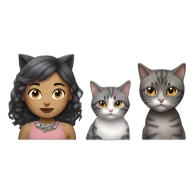 Girl with piercing with fat gray cat and mean tortie cat sticker