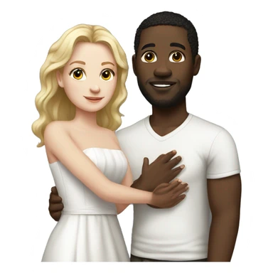 Realistic interracial marriage white woman black man  sticker