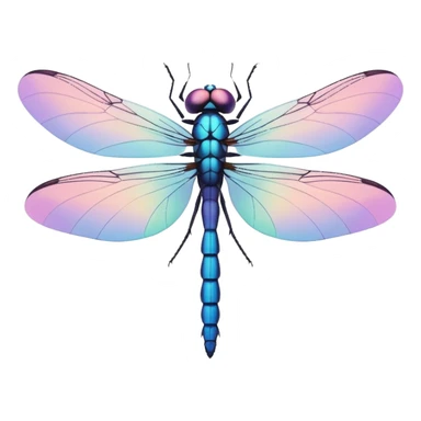 simple dragonfly emoji, minimal flat style, pastel color, no character features sticker
