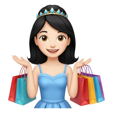 zadowlona czarnowłosa ksiezniczka jest zadowolona z zakupami sticker