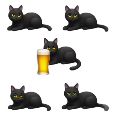 Black cat drink beer sticker