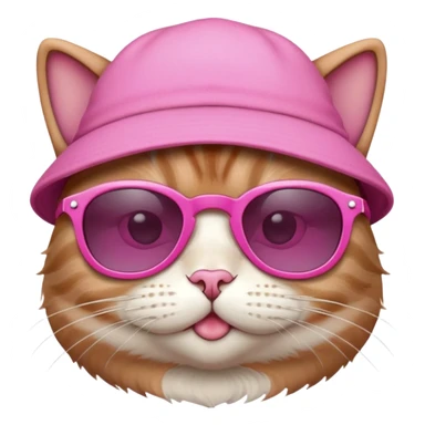 Cat with sunglasses wearing a pink hat  sticker