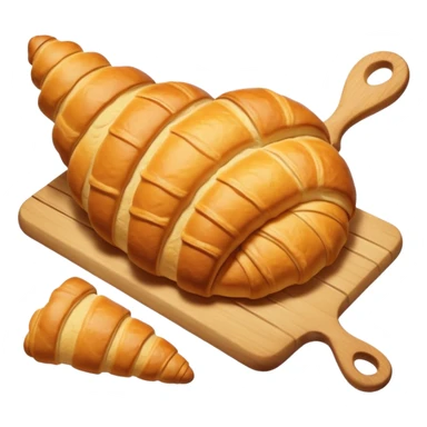 Baking humanless avatar in clean vibrant style illustration. Fresh croissant and rolling pin, warm golden tones, simple shapes, flat design, high contrast, cozy and friendly. sticker