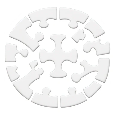 separate white puzzle pieces in a cicle sticker