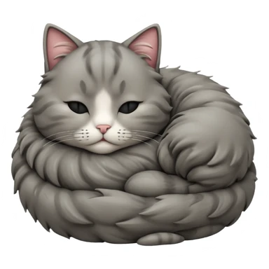 Sleeping cat emoji, apple style, gray fur sticker