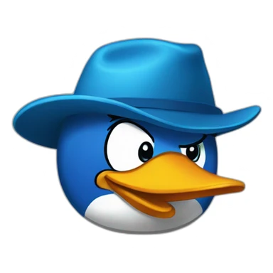 Blue-Club-penguin-character sticker