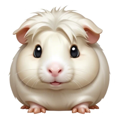 Cinematic Comical White Guinea Pig Portrait Emoji, Head tilted dramatically with an exaggeratedly amused expression, featuring a glossy, pristine white coat with an adorably scrunched face, wide, expressive dark eyes filled with playful disbelief, Simplified yet hilariously expressive features, highly detailed, glowing with a slightly sassy glow, high shine, dramatic yet playful, stylized with an air of cheeky mischief, bright and endearing, soft glowing outline, capturing the essence of a spirited and over-the-top guinea pig, so meme-worthy it feels like it could side-eye its way into internet fame instantly! sticker