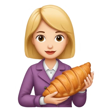 woman holding croissant sticker