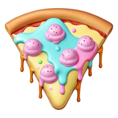 Melted neon pastel ice cream pizza slice sticker