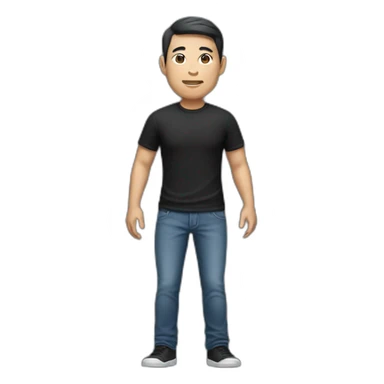 a full body asian gentleman with black Tshirt and jeans sticker
