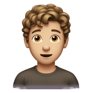 a boy with pronounced skin and short, wavy, brown hair with eyes like money and his hands on his ears, showing surprise sticker