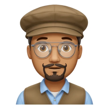 Male flat cap wire rim glasses goatee sticker