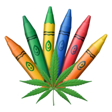 a pack of crayola with cannabis leaf sticker