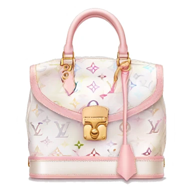 White Designer Louis Vuitton bag with light pink monogram and trim sticker