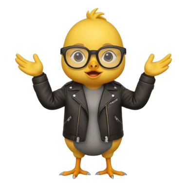 chick animal with glasses, wearing leather jacket sticker