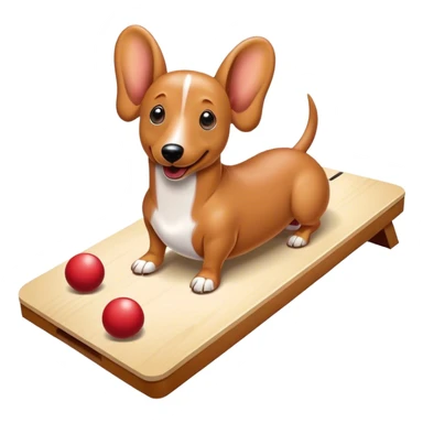 Cream Wiener dog playing cornhole sticker