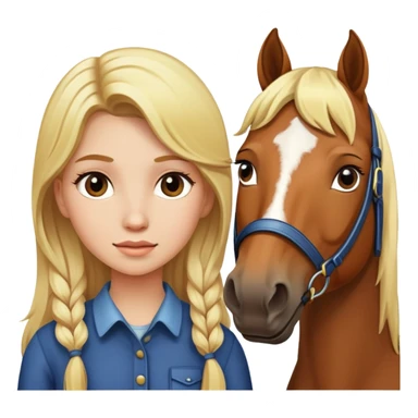girl with blonde hair with a horse sticker
