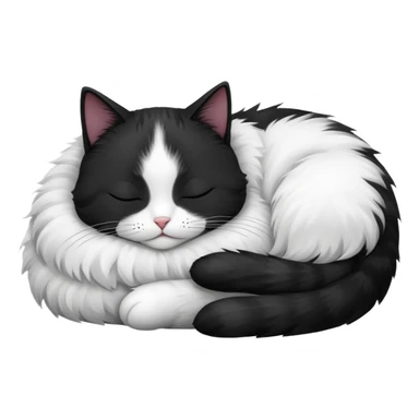 Sleeping black and white cat with zzz sticker