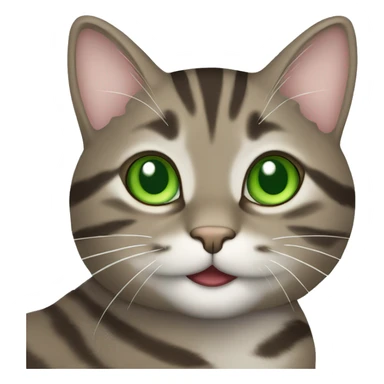 HAPPY brown gray tabby cat WITH GREEN EYES sticker