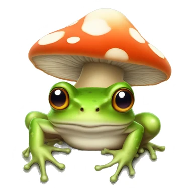 frog wearing a mushroom hat sticker