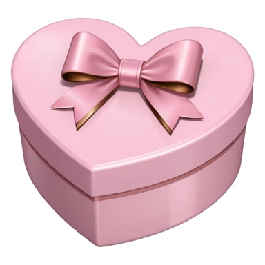 pale pink heart box, pale pink bow, filled with chocolates inside sticker