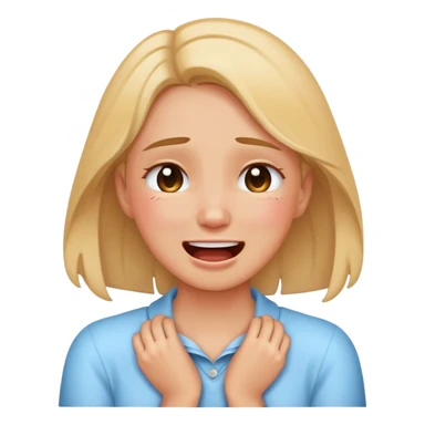 Girl holding hands around neck crying laughing  sticker