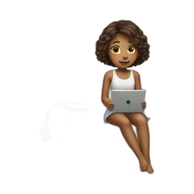 Girl with an iPad sitting on a bed sticker