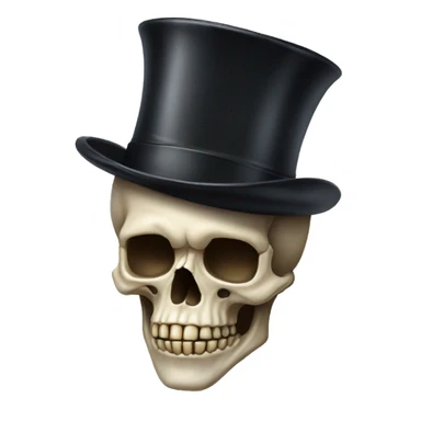 skull emoji with a tophat sticker
