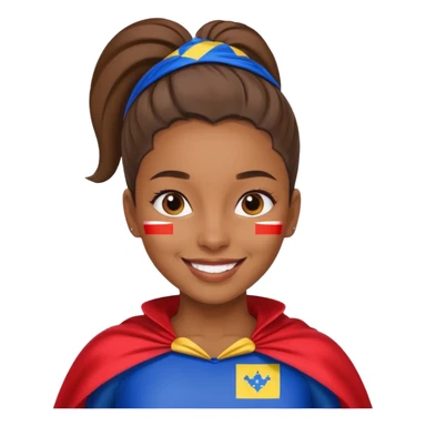A brown skin girl with a slick ponytail and edges with a Cape Verde flag sticker