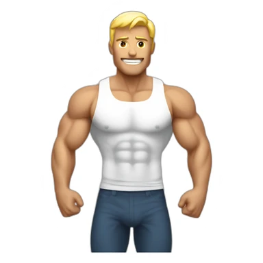 white bold full frontal man body building muscles sticker