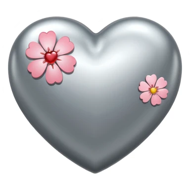 sakura heart with a metallic silver finish sticker