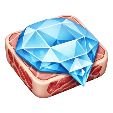 Meat with diamond textur and blue color sticker