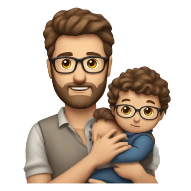 Dad brown hair and glasses with 3 day beard with child less hair (4 Month old) holding him on arm. Dad is a stock investor sticker