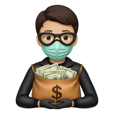 Ladron con una bolsa de dinero al lado suyo sticker