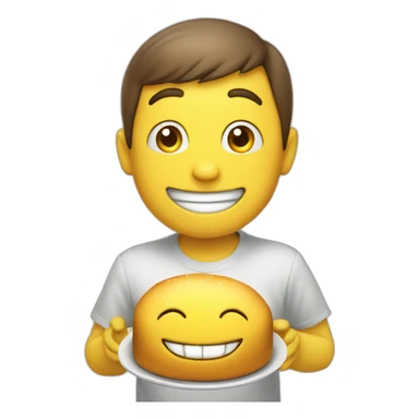 Round yellow smile head happy with the food he sees sticker