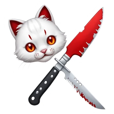 cat paw holding a bloody knife sticker