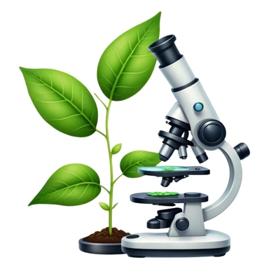 An icon featuring a DNA strand, a microscope, and a green leaf, symbolizing biology. The design includes animal cells, plant structures, and a frog, representing the study of living organisms and ecosystems. Transparent background highlights life sciences and biological research. sticker