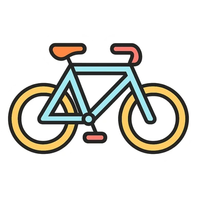 simple bicycle icon, lineal color icon with black outlines sticker