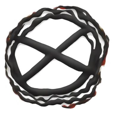 a wavy black and red rectangle with a medium sized yellow circle in the middle  sticker