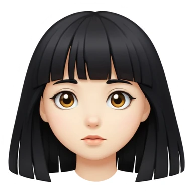 shy girl with long black hair and bangs sticker