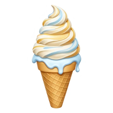 soft serve swirl ice cream in a cone, creamy texture, vivid highlights sticker