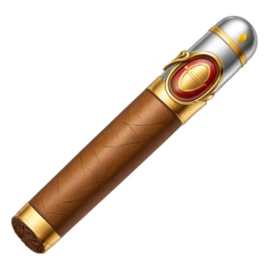 A luxury cigar emoji made of silver chrome, smooth metallic texture, minimal shape, glossy reflections, rich swag aesthetic, iOS emoji style, centered, clean white background sticker