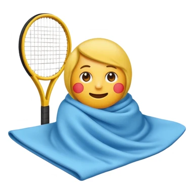 maak en emoji die moe is door het sporten het heeft een tennis band op zijn hoofd en hij is super moe die ook zweet druppels heeft  sticker