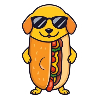 Hot dog with sun glasses sticker